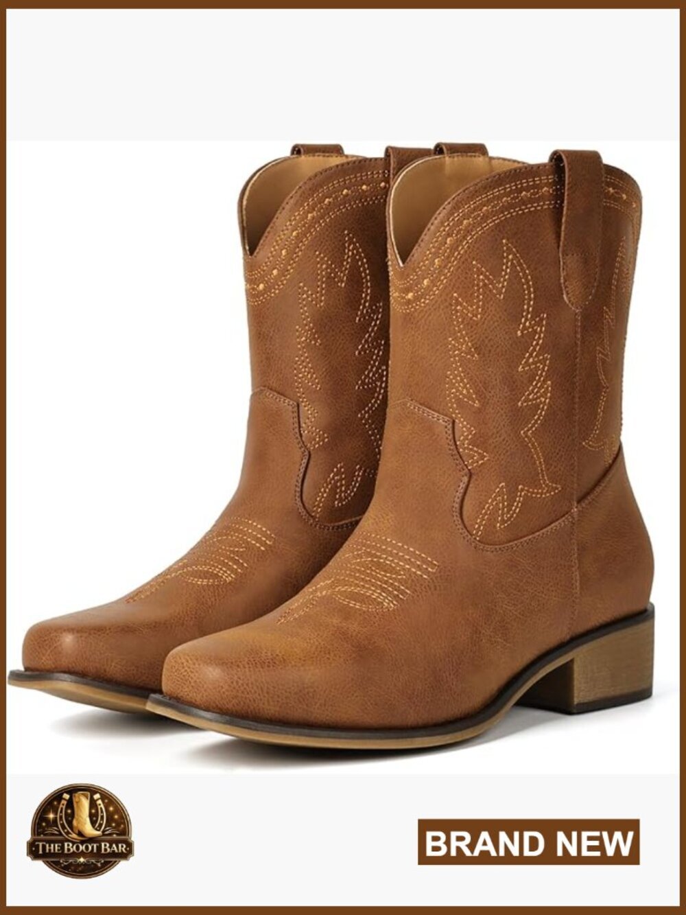 Square Toe Cowgirl Boots - Ankle Low Chunky Heel Western Booties